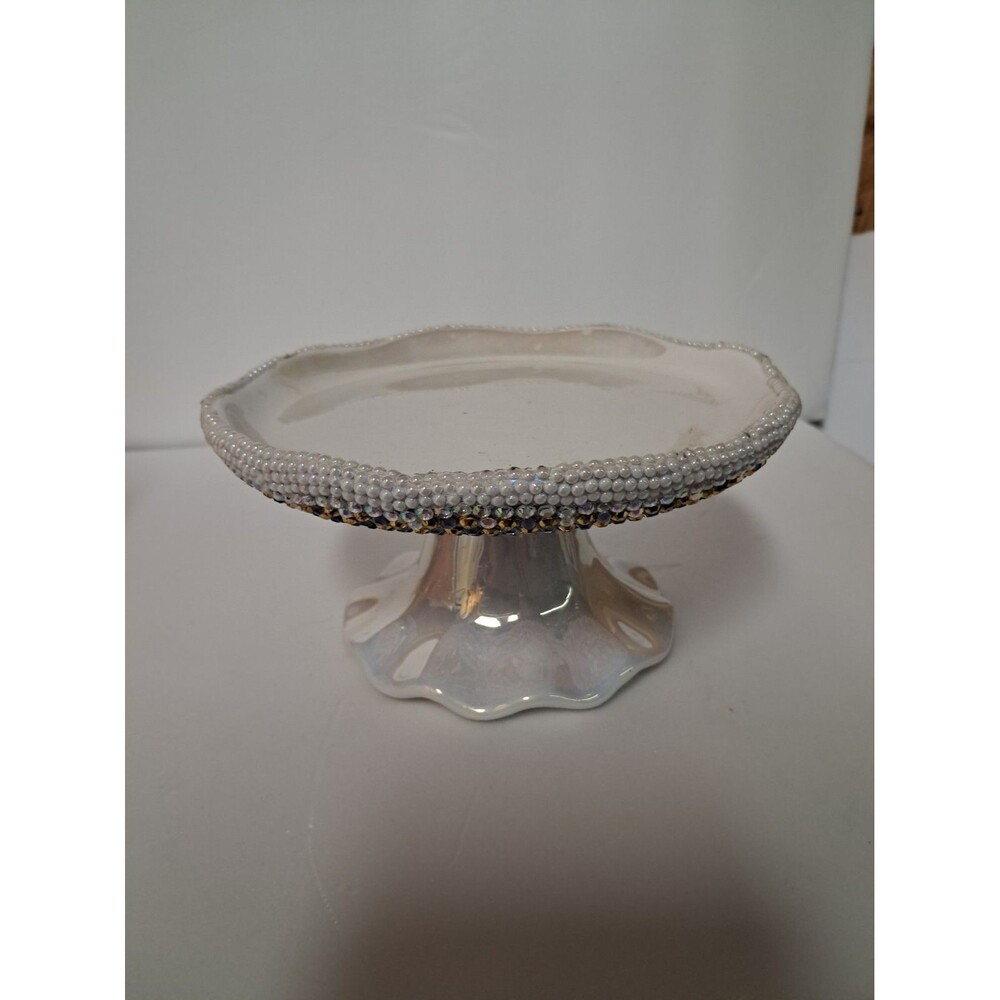 One-of-a-Kind Hand-Decorated Ceramic Mini Cake Stand (6” Diameter)